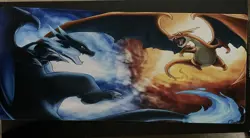 Board Game Pokemon Mega Charizard Playmat Games Mousepad Play Mat Cinder 35x15in - Image 1