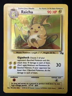LP Raichu 14/62 Pokemon Fossil Holo Rare Lightly Played - Image 1