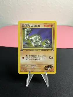 1ST EDITION Brock's Geodude 68/132 Pokemon Gym Challenge Vintage Trading Card NM - Image 1