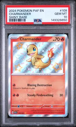 Pokemon Charmander 109/091 2024 Paldean Fates Shiny Rare Card - PSA 10 GEM MINT - Image 1