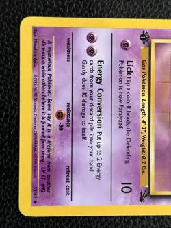 Pokemon TCG Gastly Fossil, 1st Edition Uncommon Card 33/62 NM - Image 3