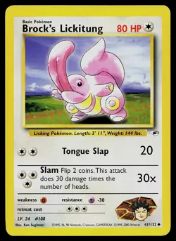 Pokemon Card - Brock's Lickitung Gym Heroes 41/132 Uncommon - Image 1