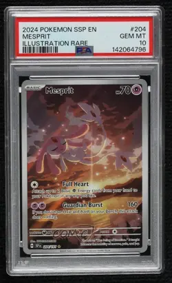 Mesprit Illustration Rare Pokemon SV08: Surging Sparks PSA 10 GEM MT - Image 1