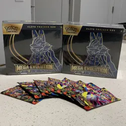 Pokemon TCG Mega Evolution Elite Trainer Box Lot of 2 Lucario + 8 Booster Packs - Image 1