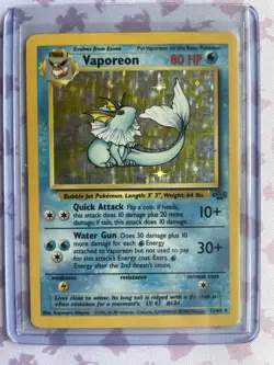 Vaporeon 12/64 Jungle Holo Rare Vintage 1999 Pokemon MP Condition - Image 1