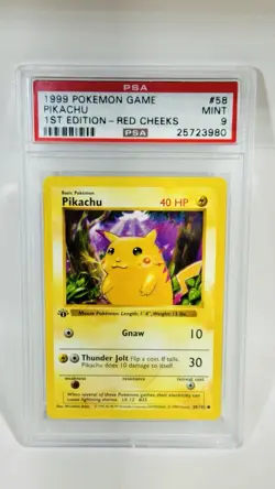 Pokemon Pikachu 1st Edition base Red Cheeks Psa 9 - Image 1