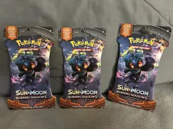 Pokemon TCG Sun & Moon: Burning Shadows Booster Pack Lot Of 3 (2017) BRAND NEW - Image 1