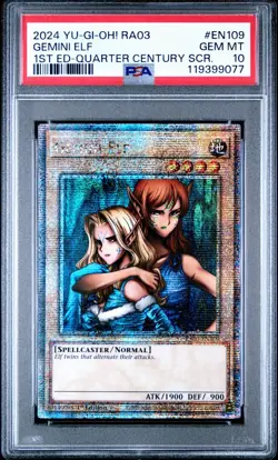 Gemini Elf Yugioh 2024 RA03-EN109 Quarter Century Secret Rare 1st Edition PSA 10 - Image 1