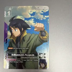 Gundam War TCG Mikazuki Augus SP Foil Burst Pilot Card S15-010 EN - Image 1