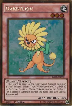 Yugioh! MP Dandylion - PGL2-EN030 - Gold Rare - 1st Edition Moderately Played, E - Image 1