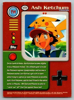 Ash Ketchum #77 Topps Trading Cards Series 1 Pokemon LP - Image 2