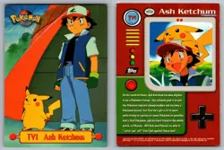 Ash Ketchum #77 Topps Trading Cards Series 1 Pokemon LP - Image 3
