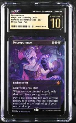 MTG FOIL Necropotence Anime Borderless 0074 CGC 10 Pristine Black Label POP 1 - Image 1