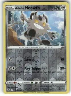 Galarian Meowth 112/185 Vivid Voltage Reverse Holo Pokemon TCG - Image 1