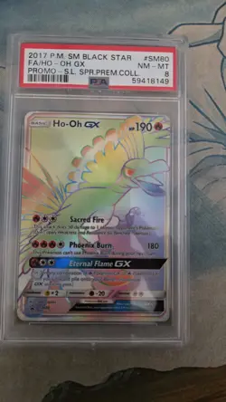 Pokemon Ho-Oh GX Black Star Promo SM80 PSA 8 RAINBOW - Image 1