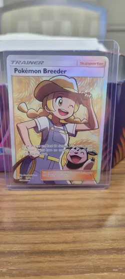 Pokemon Breeder 73/73 Shining Legends Holo Full Art Trainer Pokemon TCG Card NM - Image 1