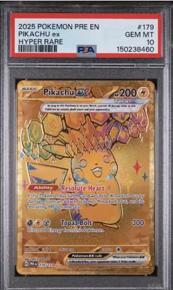 2025 POKEMON PRE EN-PRISMATIC EVOLUTIONS HYPER RARE #179 PIKACHU EX PSA 10 - Image 1