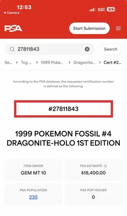 Pokemon TCG Dragonite 4/62 Fossil 1st Edition Holo Rare PSA 10 100 HP 1999 - Image 4