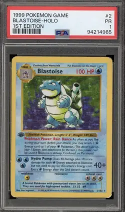 Pokemon Blastoise Holo Rare 2/102 Base Set 1st Edition 100 HP PSA - Image 1