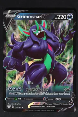 Pokemon Grimmsnarl V Holo V Rare NM - Darkness Ablaze 114/189 - Image 1