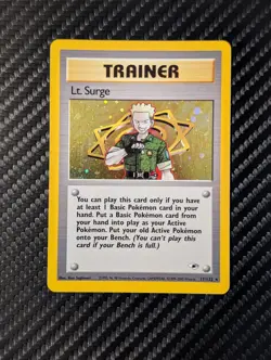 Pokemon TCG Lt. Surge Trainer 2000 Gym Heroes Holo Rare 017/132 LP-NM - Image 1