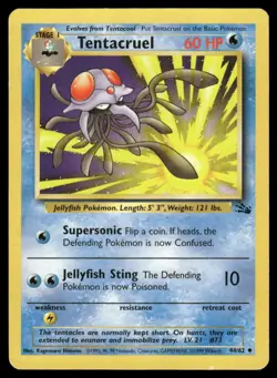 TENTACRUEL 44/62 UNCOMMON FOSSIL POKEMON MP - Image 2