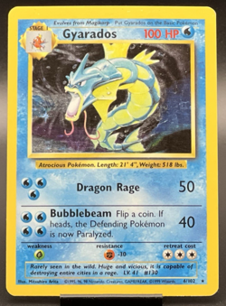 1999 WOTC Pokemon Gyarados 6/102 Rare Base Set Holo Vintage Unlimited MP - Image 1