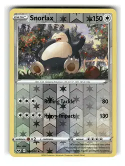 Snorlax 140/202 Rare Sword & Shield Pokemon Reverse Holo Near Mint - Image 1