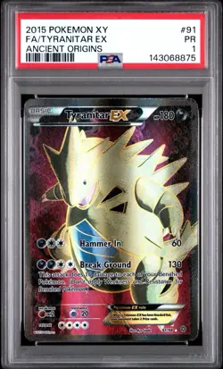 PSA 1 Tyranitar EX Ancient Origins Full Art #91 2015 XY Pokemon PR - Image 1
