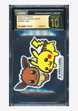 Pokemon CGC 10 PRISTINE Eevee & Pikachu B-Side Label 2023 Pokemon Stickers JPN - Image 1