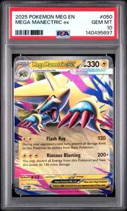 Pokemon Mega Evolution Mega Manectric ex 050/132 Ultra Rare Holo PSA 10 Gem - Image 1
