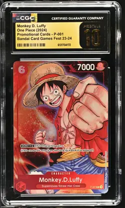 Monkey D. Luffy P-001 Bandai Card Games Fest 23-24 One Piece CGC 10 Pristine - Image 1