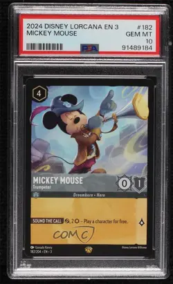 2023 Disney Lorcana - Into The Inklands 3 Mickey Mouse Trumpeter PSA 10 GEM MT - Image 1