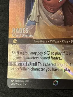 Disney Lorcana Hades - King of Olympus Enchanted Foil 205/204 The First Chapter - Image 5