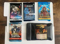 MTG Lot 4 Booster Packs 25 Foil Cards R/M/Promo Foundations Outlaws Aetherdrift - Image 1