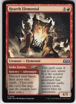 MTG Hearth Elemental 136 Wilds of Eldraine U Normal NM - Image 1