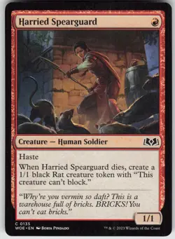 MTG Harried Spearguard 135 Wilds of Eldraine C Normal NM - Image 1