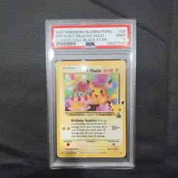 2021 Pokemon Celebrations Birthday Pikachu Holo Classic Coll Black Star 24 PSA 9 - Image 1