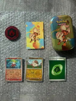 Lot of Pokemon Cards: 39 holo/reverse holo in 151 Arcanine + Omanyte tin - Image 1