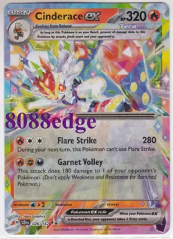 POKEMON "CINDERACE EX" #028/142 STELLA CROWN HOLO DOUBLE RARE -NEVER PLAYED MINT - Image 1