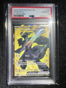 2025 POKEMON BLK EN-BLACK BOLT ULTRA RARE #158 ZEKROM EX PSA 10 - Image 1