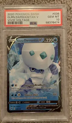 2020 POKEMON SWSH Galarian DARMANITAN V VIVID VOLTAGE #036 GEM MT PSA 10 - Image 1