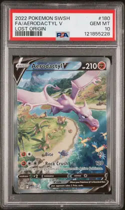 Pokemon Aerodactyl V Alt Full Art 180/196 SWSH Lost Origin #180 GEM MINT PSA 10 - Image 1