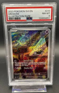 DROWZEE 2023 POKEMON SCARLET & VIOLET ILLUSTRATION RARE 210/198 PSA 8 Q1484 - Image 1