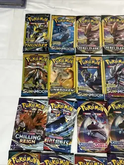 Empty Pokemon TCG Booster Pack (60) Lot Sword & Shield Sun & Moon Evolving Skies - Image 2