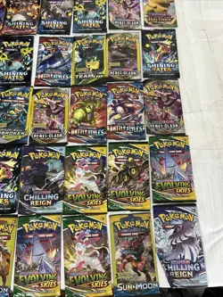 Empty Pokemon TCG Booster Pack (60) Lot Sword & Shield Sun & Moon Evolving Skies - Image 5