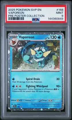 2025 POKEMON SVP PROMO PRISMATIC EVOLUTIONS POSTER COLLECTION 168 VAPOREON PSA 9 - Image 1