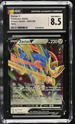 ZACIAN V 095/159 HOLO CROWN ZENITH POKEMON CGC 8.5 NM/MINT+ - Image 1