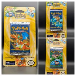 Pokemon Base Set Blister Pack Artwork Set 1999 3 Packs - Image 1
