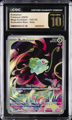 2025 POKEMON MEGA EVOLUTION ILLUSTRATION RARE - HOLO BULBASAUR CGC 10 PRISTINE - Image 1